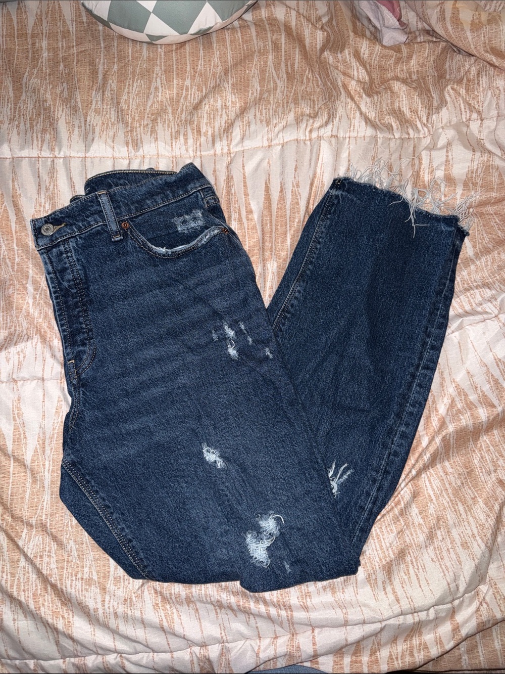 Old Navy Dark Blue High-Rise Distressed Women's Jeans